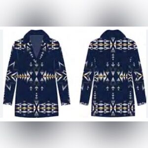 PENDLETON Women's Wahkeena Navy Plains Star Pattern Coat